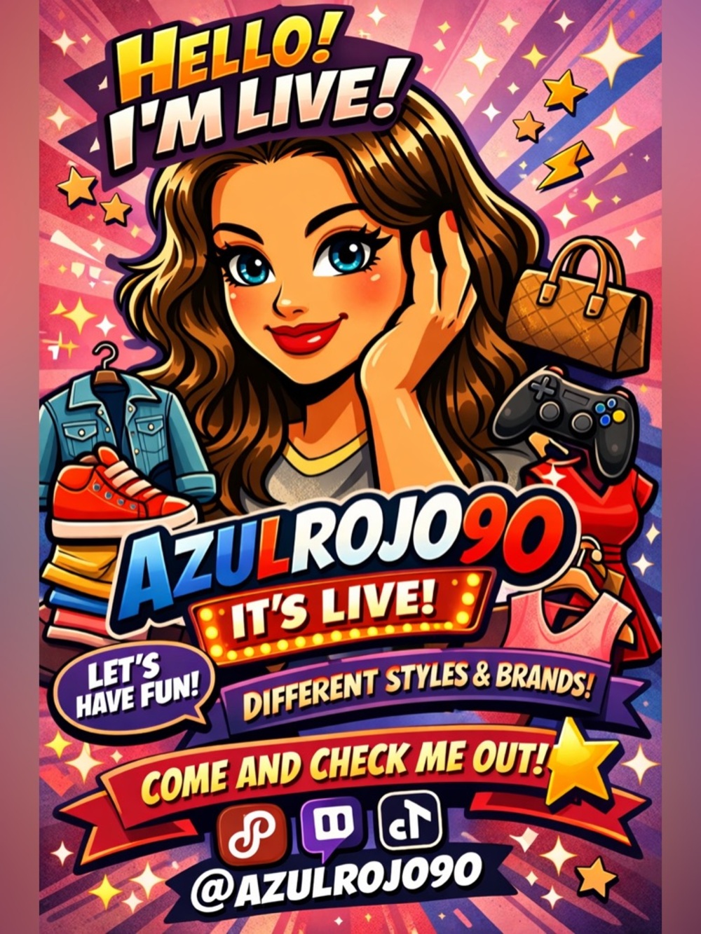 IM LIVE AZULROJO90 ! LIVE  SHOW NOTIFICATION FLYER ! - Picture 7 of 8